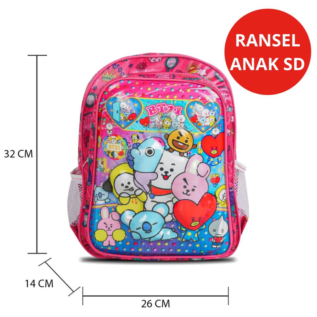 Tas Ransel Sekolah Anak SD Lampu / Tas Ransel BT21 / RANSEL BTS ANAK / TAS TIMBUL LED