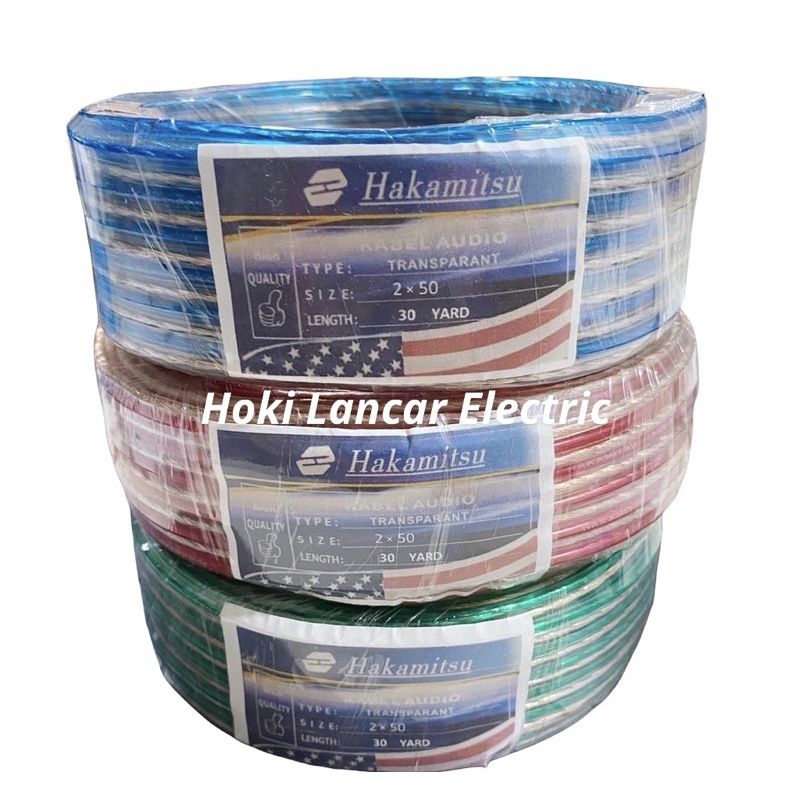 KABEL LISTRIK TRANSPARAN 2x50 30YARD HAKAMITSU / KABEL AUDIO SERABUT PER ROL