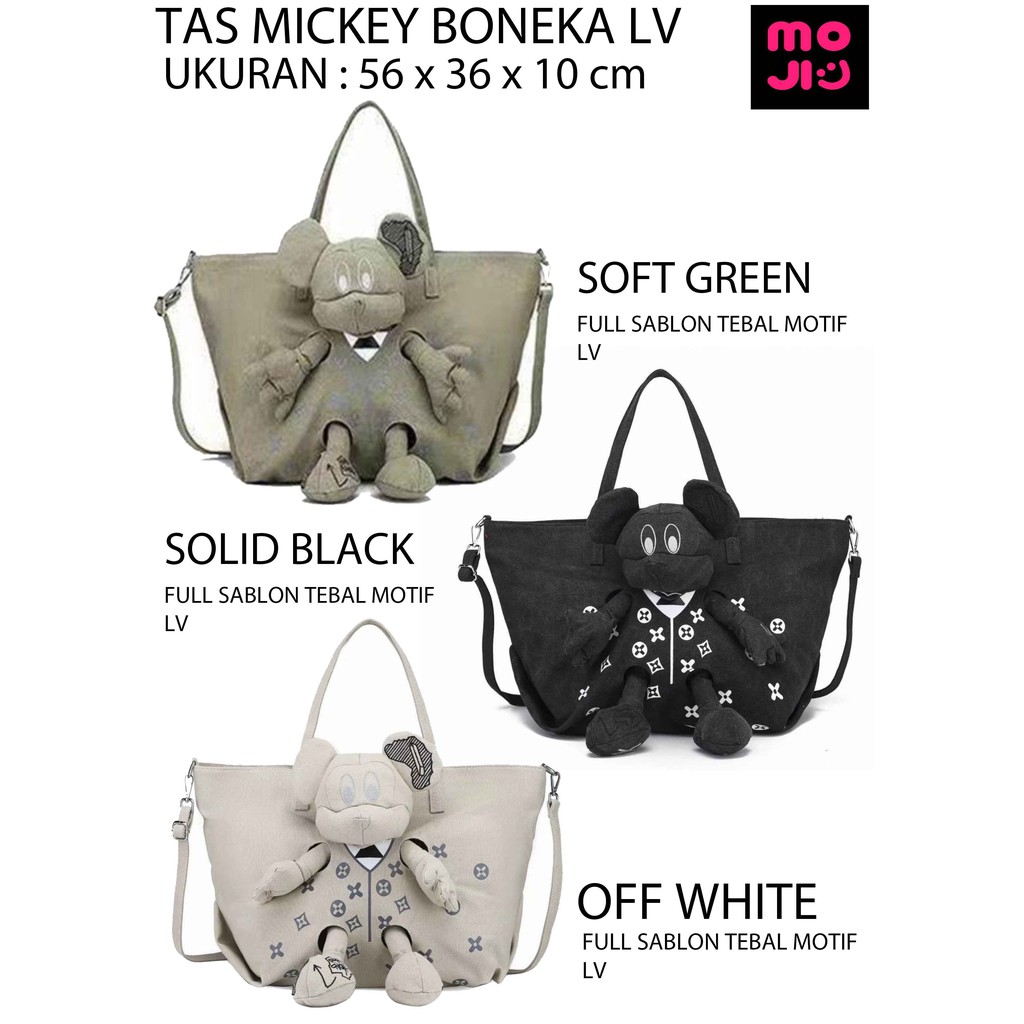 MOJI-Tas Ransel Dan Selempang Wanita Boneka MICKEY / Motif Pattern LV Kualitas PREMIUM