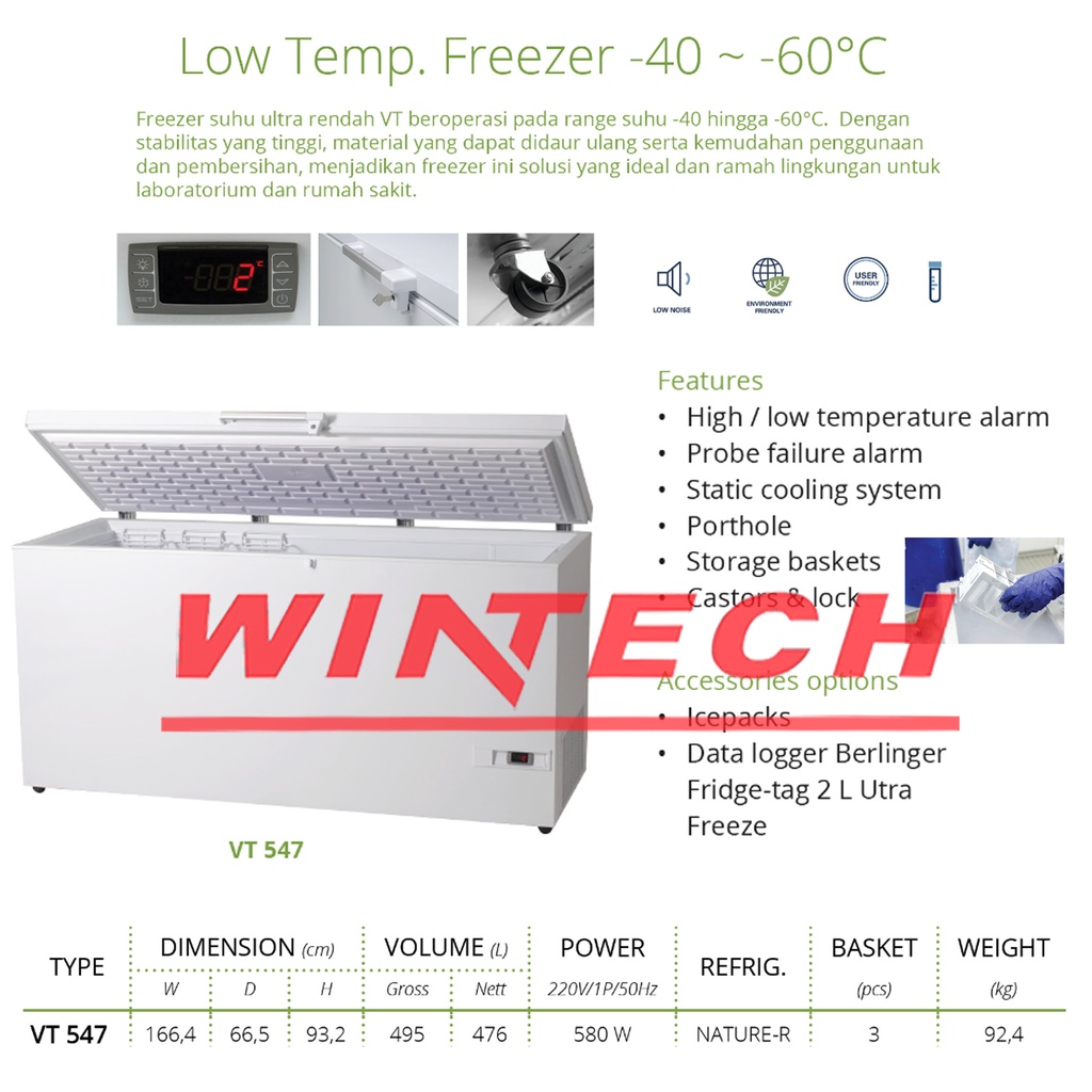 Gea VT 547 VT547 VT-547 Medical Refrigerator Low Temp Freezer - Freezer Laboratorium & Rumah Sakit -