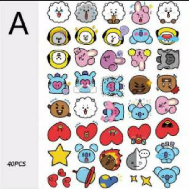 BTS BT21 Sticker isi 40 Anti Air Stiker Line Handphone HP Koper S006