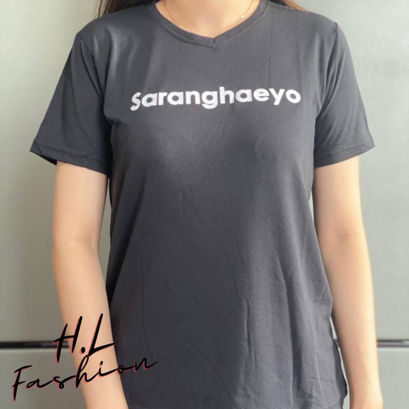 Kaos Wanita leher V “Saranghaeyo”