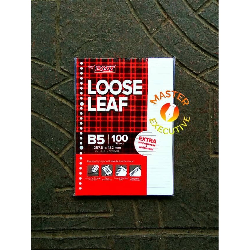 [Pak - 100 lembar] BigBoss B5 100 lbr Isi Loose Leaf / Kertas Refill Binder 26 Holes - Ex Paperline