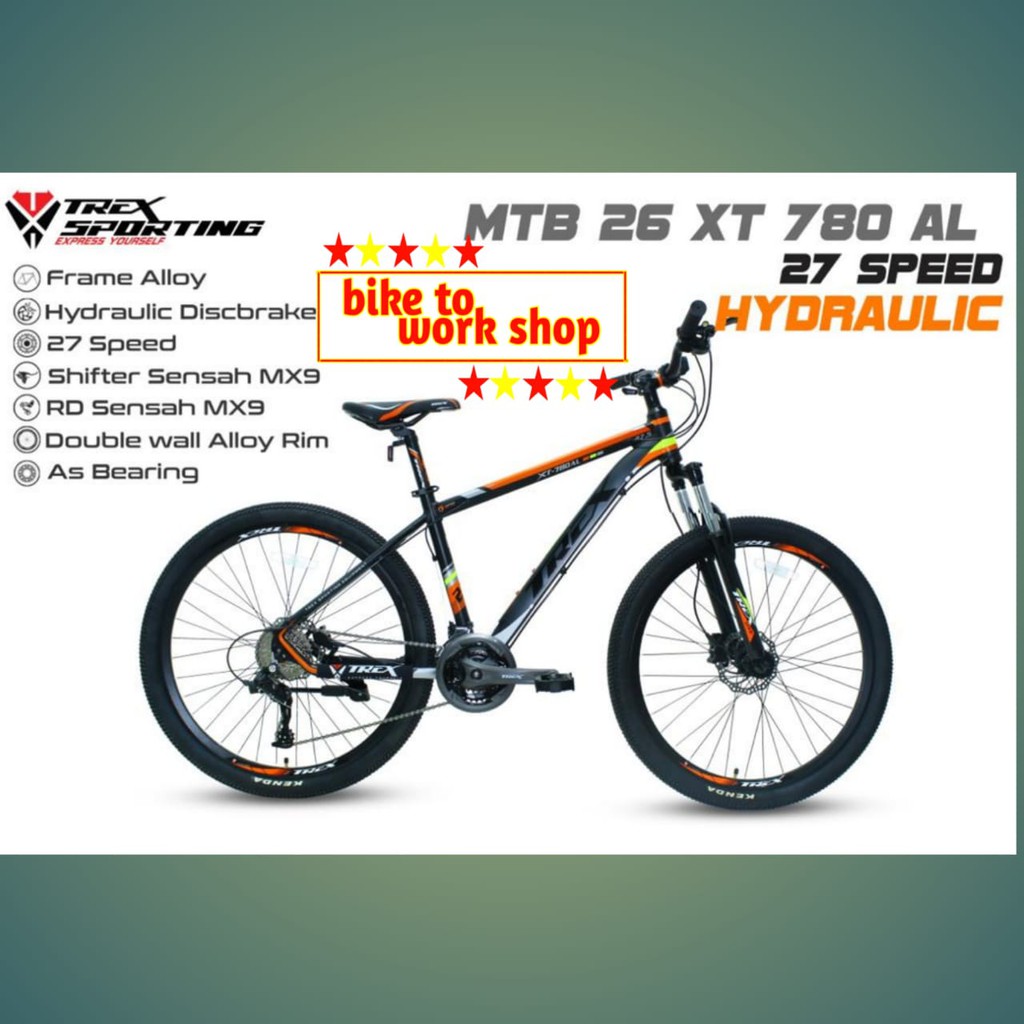 SEPEDA GUNUNG MTB 26 INCH TREX XT-780 780 ALLOY 27 SPEED HYDRAULIC BRAKE
