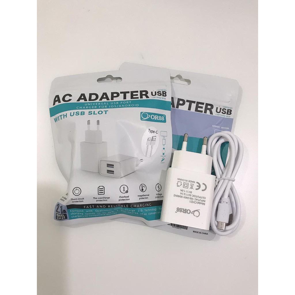 CHARGER ADAPTOR USB WITH USB SLOT / QUICK CHARGER MODEL CH21 2.1A OR - 88