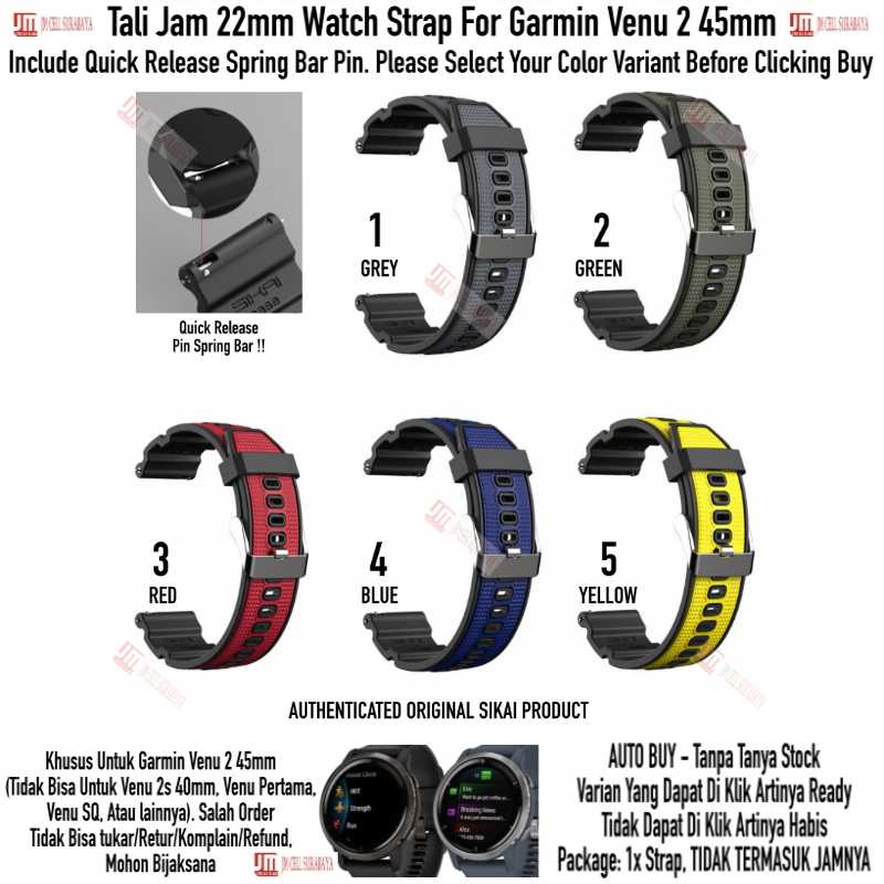 SIKAI Attitude Watch Strap Garmin Venu 2 45mm - Tali Jam 22mm Rubber