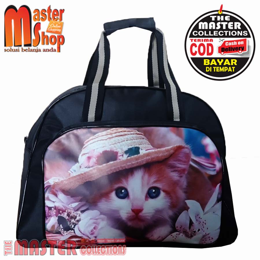 TAS PAKAIAN MOTIF TRAVELBAG BESAR ELLE GAMBAR KUCING TAS MUDIK PULANG KAMPUNG