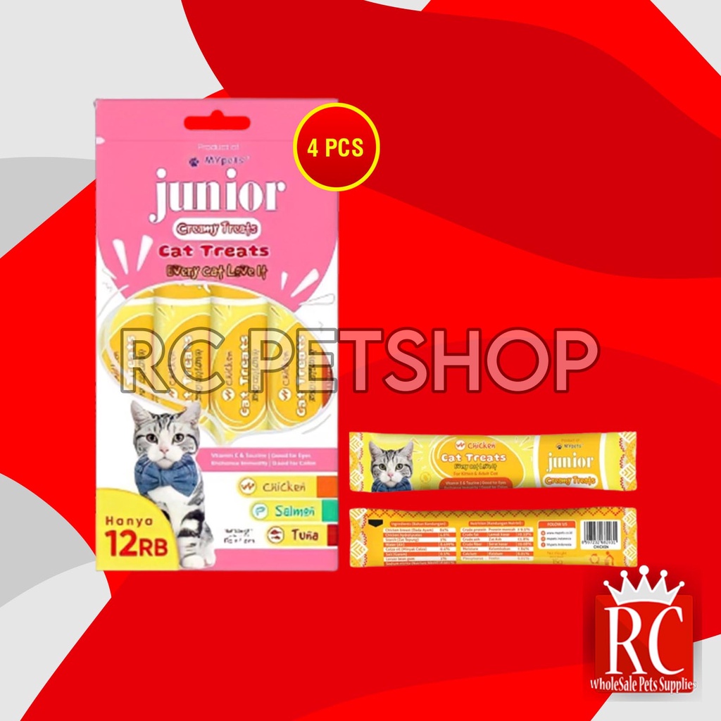 Junior Creamy Treats Cemilan Kucing Cat Food Snack 15GR X 4 Pcs