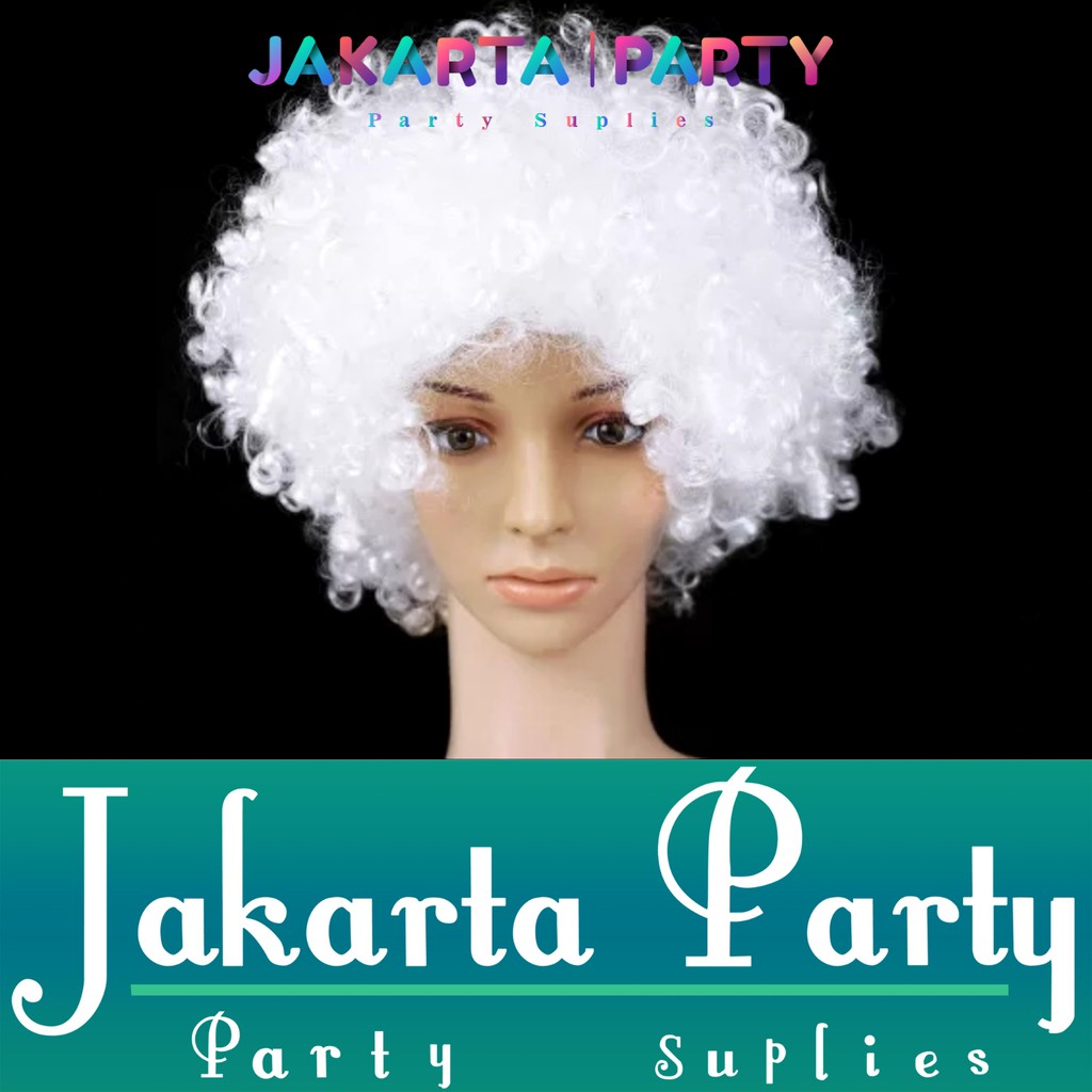 Wig / Wig Kribo / Wig Keriting / Rambut Palsu / Wig Party / Wig Putih