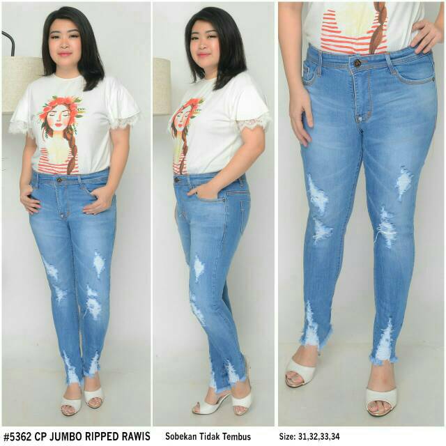 BF RIPPED 7per9 grosir celana  jeans bigsize sobek putih hw  