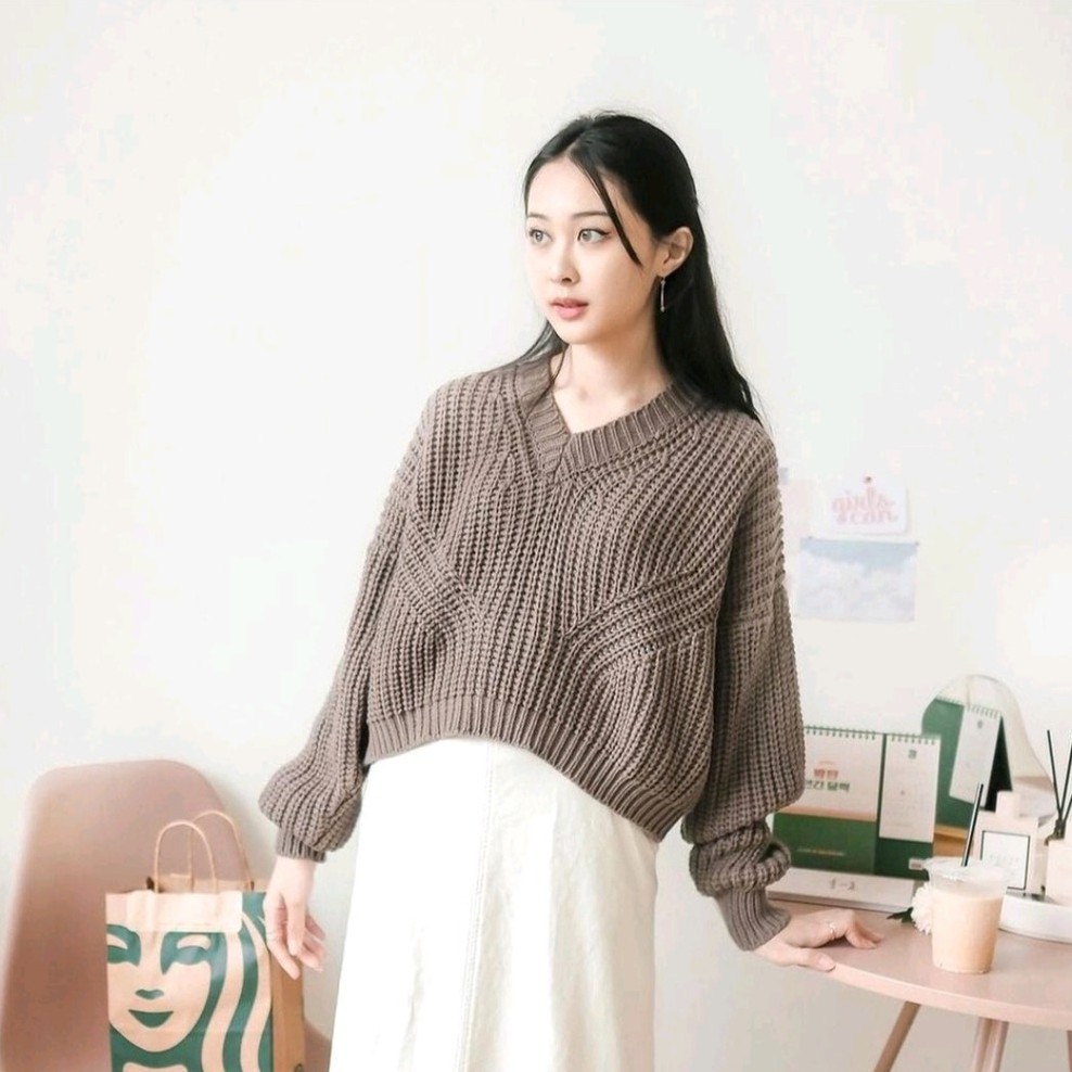 Sweater Rajut HANS Crop OVERSIZE | Type 3 Get | Rajut TEBAL Premium | Sweater Rajut