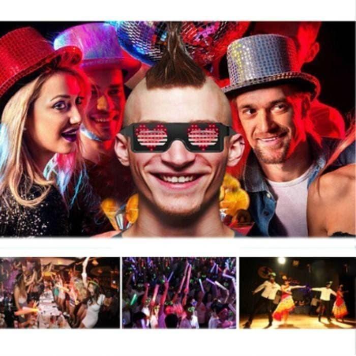 Kacamata LED Virtual Fashion USB 8 Mode Flash Light Party DJ Disco