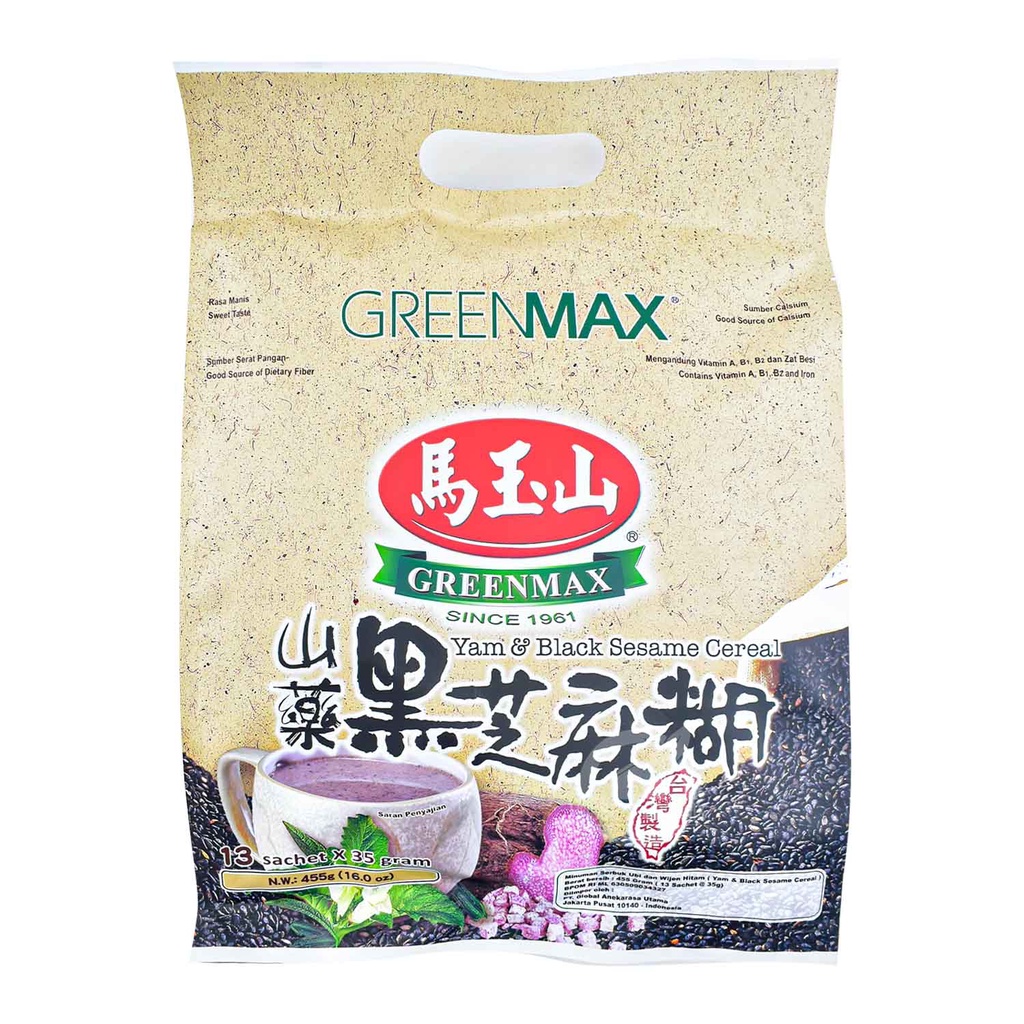 Greenmax Yam &amp; Black Sesame Cereal 455 Gr