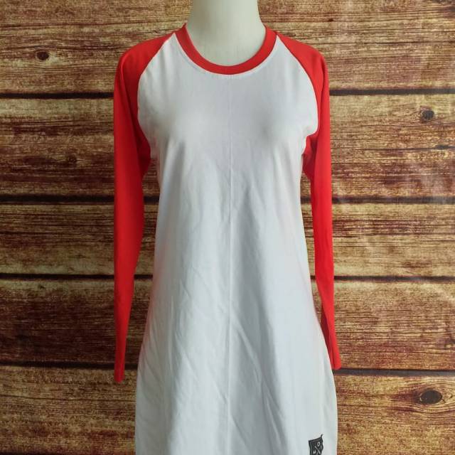  Kaos  Reglan  Polos  Muslimah Merah  putih  Panjang Syari Bisa 