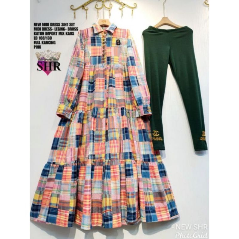 " NEW " MIDI DRESS 3IN1 SET SHR ORI 100%
