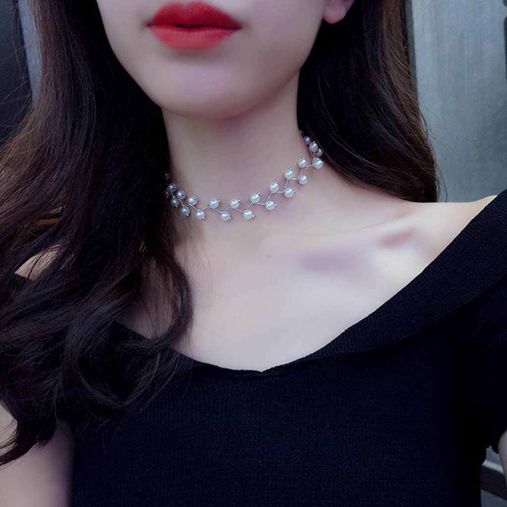 Hu Hu Hu Hu Hu Alat Bantu Pasang Kacamata♡ Kalung Choker Wanita Dengan Liontin Mutiara Imitasi Untuk Pesta Pernikahan