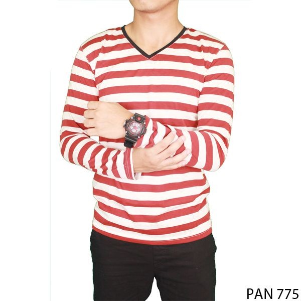 Male Long Sleeved T-Shirt Salur Krem – Maroon – PAN 775