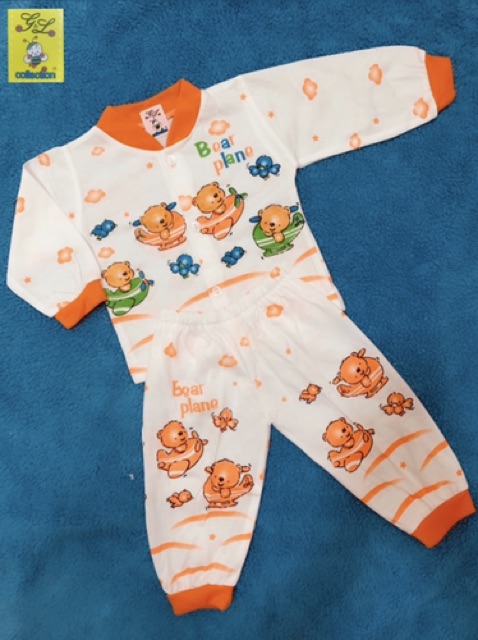 PIYAMA PANJANG BAYI NEWBORN 0-3 BULAN MOTIF PESAWAT