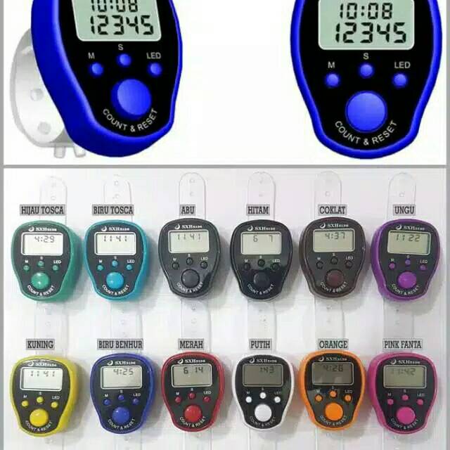Tasbih digital LED + JAM /Finger counter LED + JAM