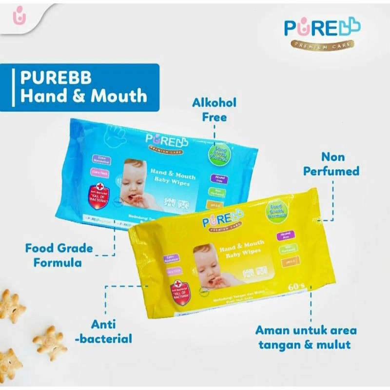 PURE BABY Hand &amp; Mouth Baby Wipes 60sheets | Tissue Basah Bayi Pure BB