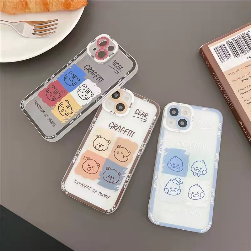 Case Tpu Transparan Motif Kartun 13 13pro 13prm Cover iPhone 11 7Plus 8Plus Xr XS 13 12pro Max