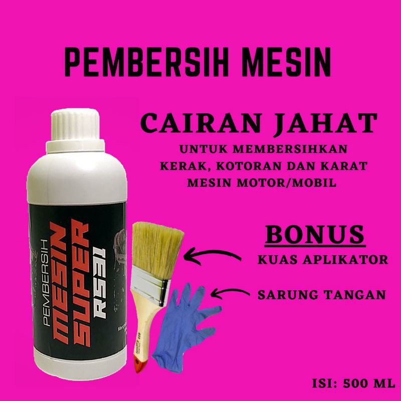 RS31 CAIRAN PEMBERSIH MESIN SUPER MOTOR MOBIL BERKERAK (CLEANER, ENGINE DEGREASER, PEMBERSIH KERAK MESIN, PEMBERSIH BLOK MESIN, KRENGKES, CRANKES 500 ML) PEMBERSIH MESIN SUPER R531