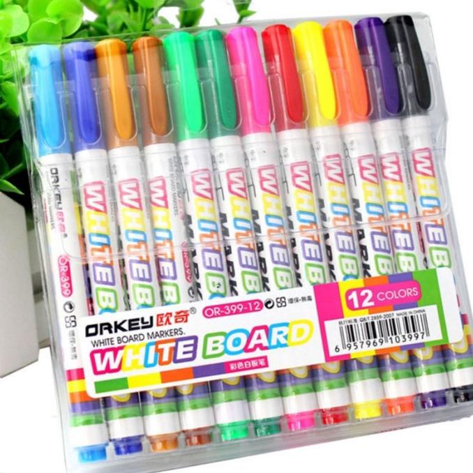 

(BISA COD) 12 Colors Whiteboard Marker Dry Erase Mark Sign Fine Nib TERBAIK Kode 1133