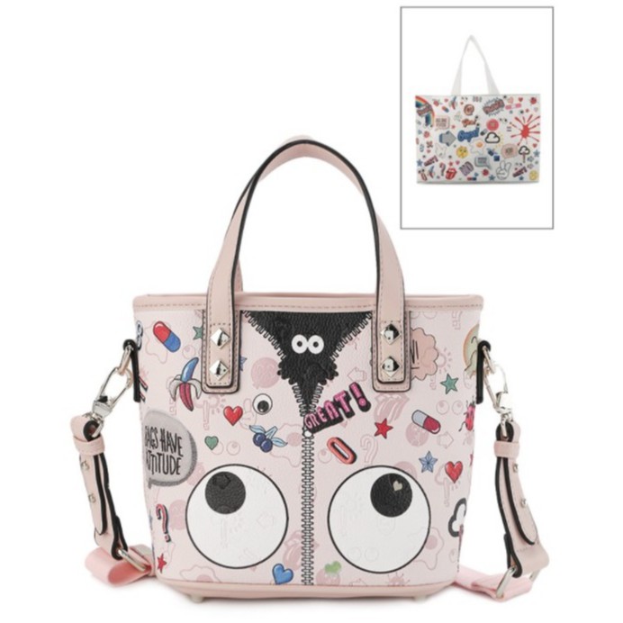 HUER Gefhy Eye Theme Printed Tote Bag 9454-165Pink