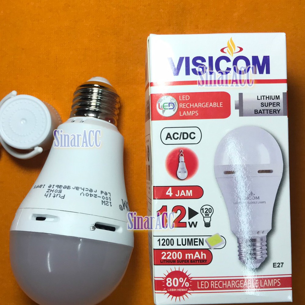 Lampu bulb emergency baterai VISICOM 12w sentuh nyala lampu magic otomatis