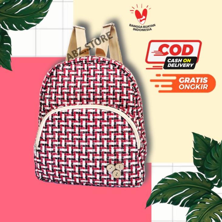 Paling Disukai.. Tas punggung -tasRangsel wanita- Kanvas Wanita - Tas kanvas anyaman- Tas wanita-Tas