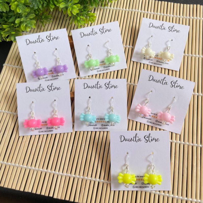 HANDMADE ANTING ANAK/DEWASA KAITAN PLASTIK MOTIF PERMEN PASTEL