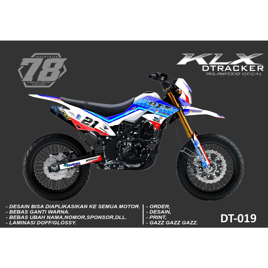 Decal Stiker Dekal Sticker Fullbody KLX Dtracker New Desain Custom Mandalika DT-19