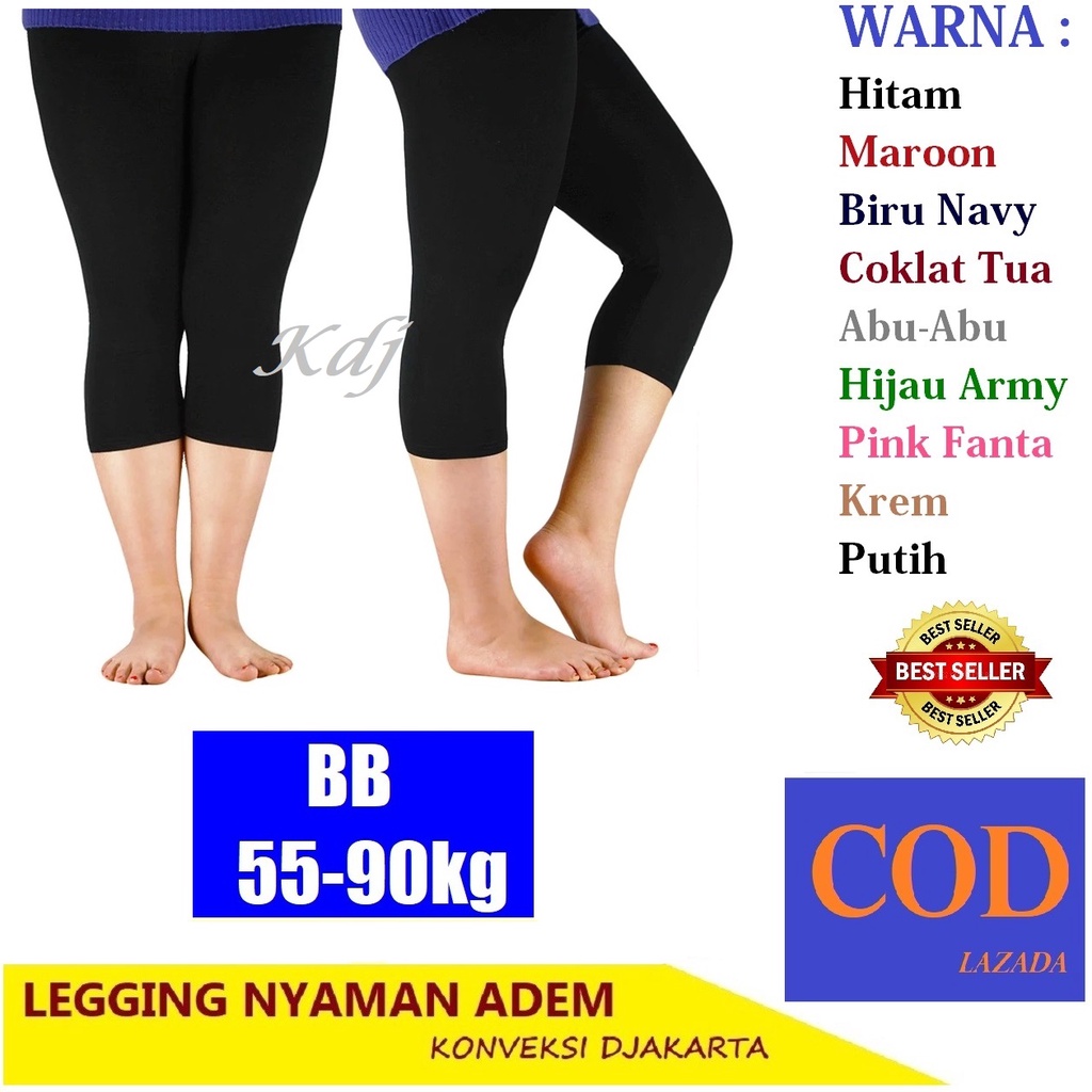 Leging 3/4 Bawah Lutut ALL Size S M L XL XXL XXXL Slim - Jumbo Celana legging Lejing Pendek Wanita Spandek Jersey size