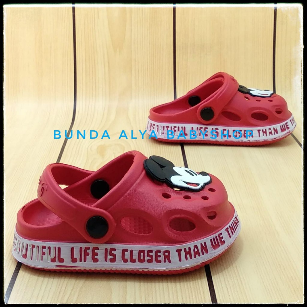 Sendal Anak Laki Usia 1 2 3 4 5 6 Tahun Lucu Karet Elastis - Sepatu Sandal Anak Cowok Karet MERAH Size 18-29 Karet Anti Licin