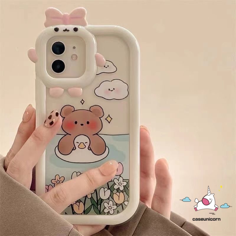 Soft Case 2 in 1 Motif Kartun Beruang 3D Untuk IPhone 6 6S 7 8 14 Plus 11 13 12 14 Pro MAX XR X XS MAX