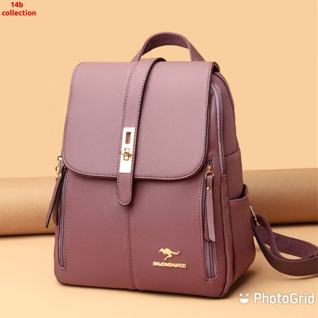 TAS RANSEL BACKPACK KULIAH Gumi SERI KANGGURU KUNCI KULIAH KERJA JALAN-JALAN PREMIUM SINTETIS  KULIT PU LEATHER