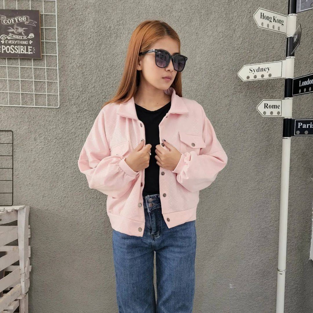 OLIN DIAMOND EMBOSS Sweater Kardi Wanita Oversize Jacket Outer Terbaru Kasual Fashion Outfit Kece Korean Style