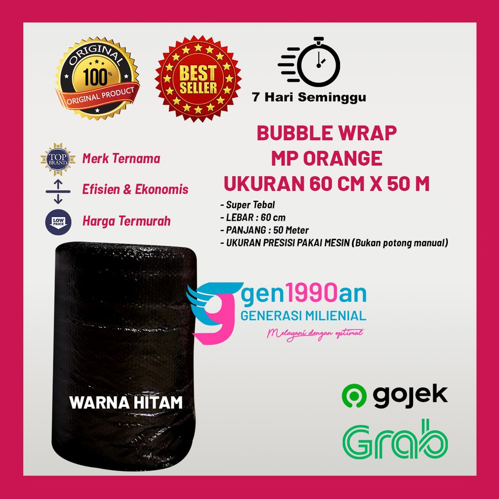 

InJO Plastik Bubble Wrap 50 m x 60 cm Mulia Pak Orange TOMANG JAKBAR