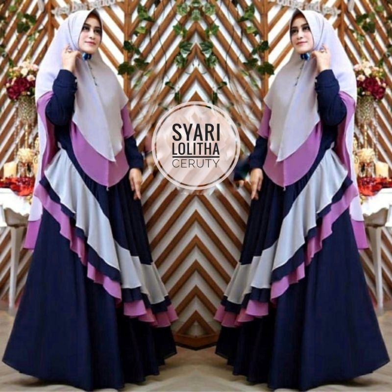 Big Sale COD Gamis Pesta Gamis Syari Ceruty Babydoll set khimar