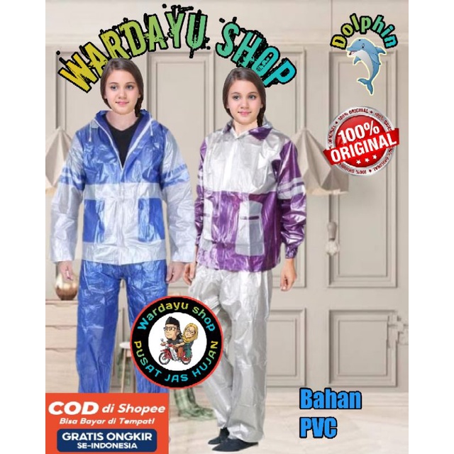 Jas Hujan Polkadot Star Top Dolphin Blue Dewasa Perempuan Laki Termurah Setelan Baju Jaket Celana Pria Wanita Tebal Kuat Murah Berkualitas / Mantel JUMBO Raincoat Cewek Cowok Remaja Terbaru Terlaris Harga grosir