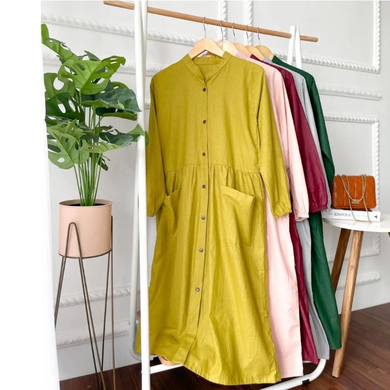 Gamis Dress Midi Busui Linen Bila