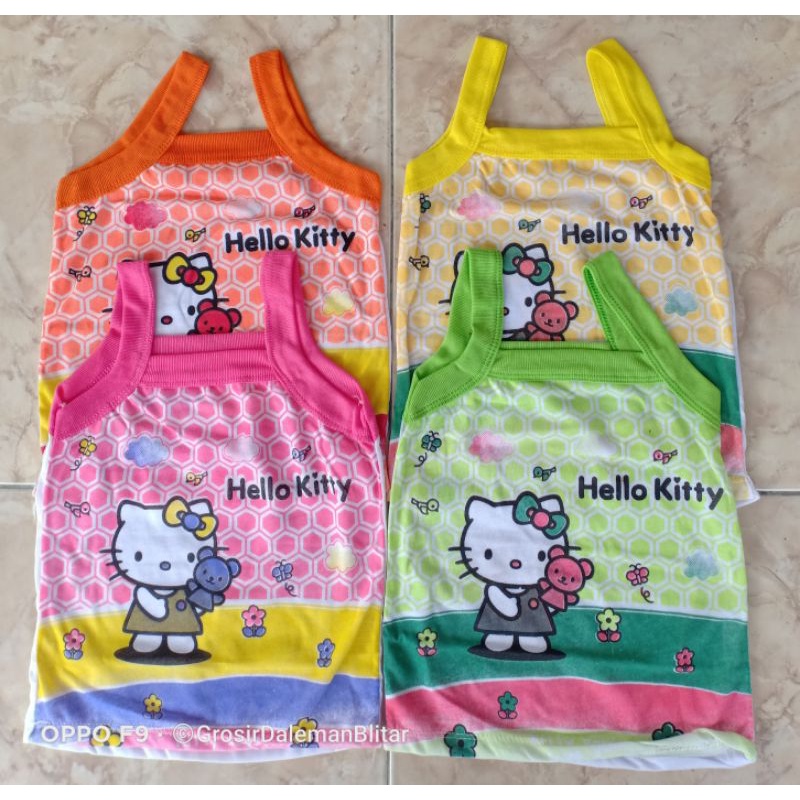 12 Pcs Singlet Kaos Dalam kutung Anak Cewek Motif Hello kitty Size L Lusinan murah