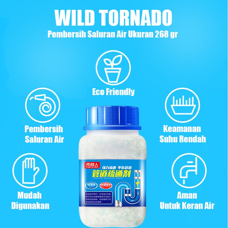 WILD TORNADO - Anti Sumbat Pipa Sink And Drain Cleaner - Anti Pipa Mampet Pelarut Daging