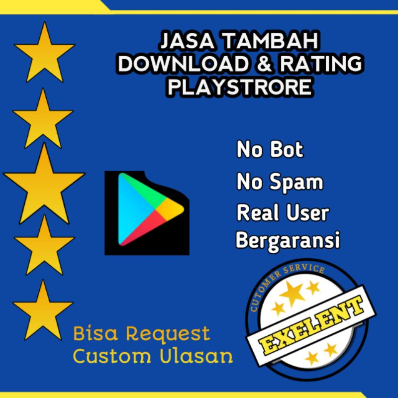 Jasa Tambah DONWLOAD/RATING/REVIEW/ULASAN Aplikasi Playstore