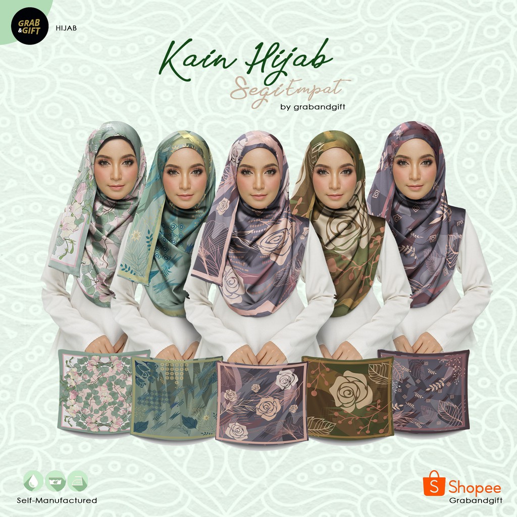 Kain Hijab Segi Empat Motif 100 x 100 cm Fashion Jilbab Kerudung Floral