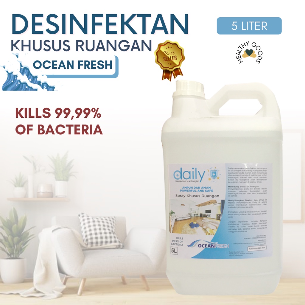 DAILY DESINFEKTAN ANTISEPTIC SPRAY 5 LITER KHUSUS UNTUK RUANGAN REFFIL