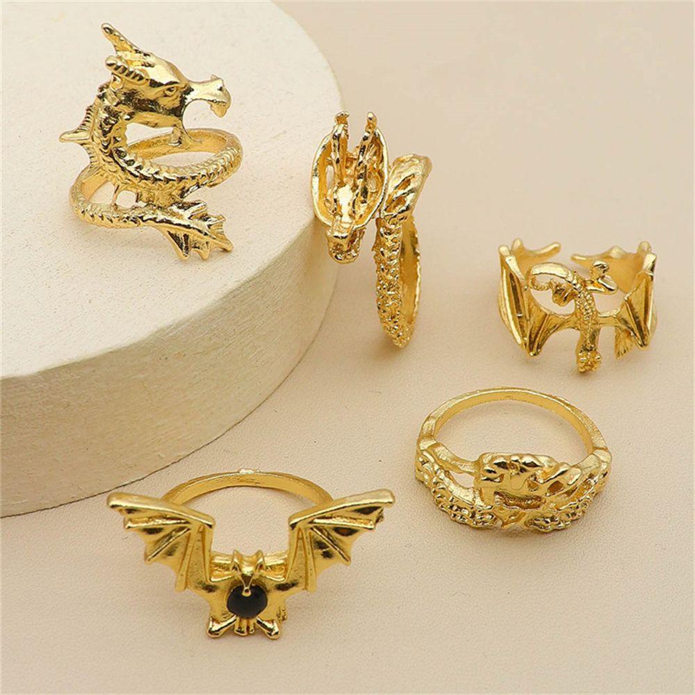 Lily 5pcs Cincin Set Fashion Vintage Rock Punk Gothic Hip Hop Aksesoris Tangan