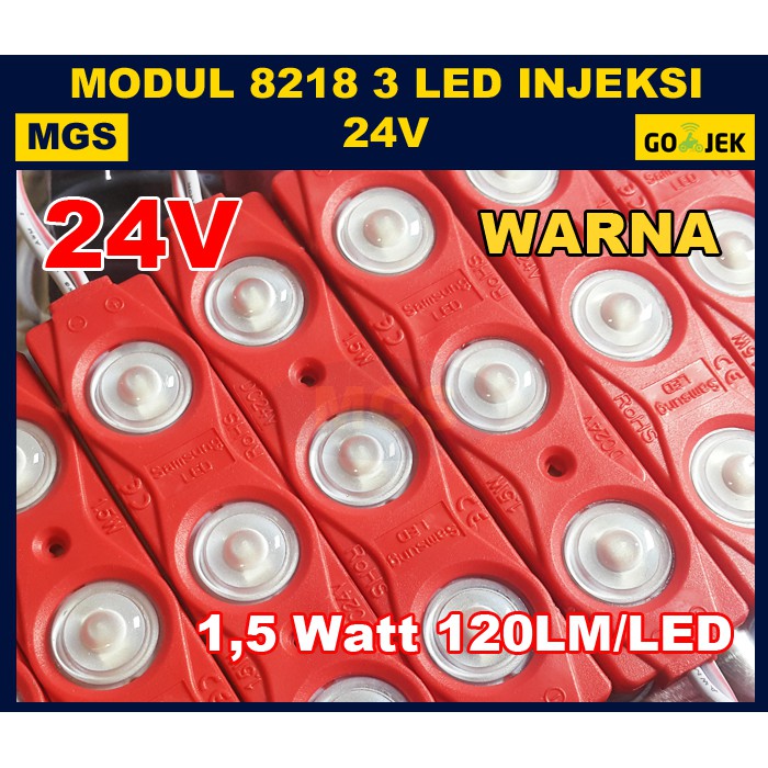 100PCS Modul 5630 3 LED + Lensa Tipe 8218 24V WARNA