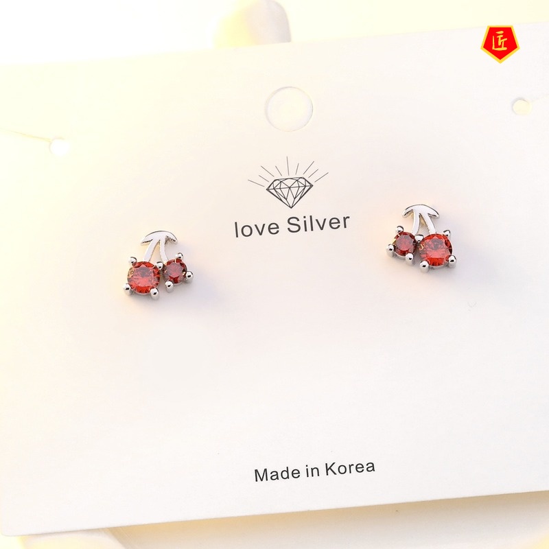 [Ready Stock]Cute New Ruby Cherry Earrings