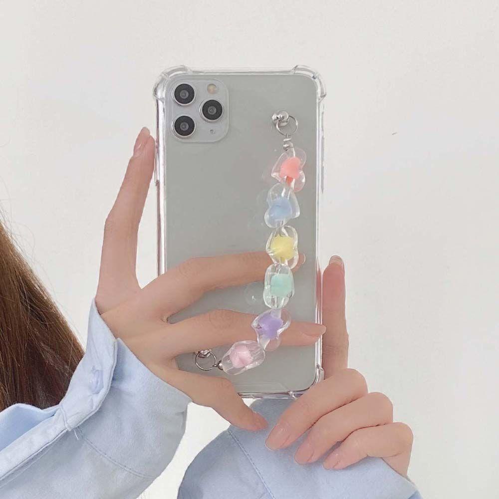 QUINTON Case Telepon Drop Rantai Gantung DIY Aksesoris Jantung Aksesoris Ponsel Pencegah Jatuh Bintang Berujung Lima Rantai Akrilik Casing Ponsel Dekorasi Rantai Ponsel